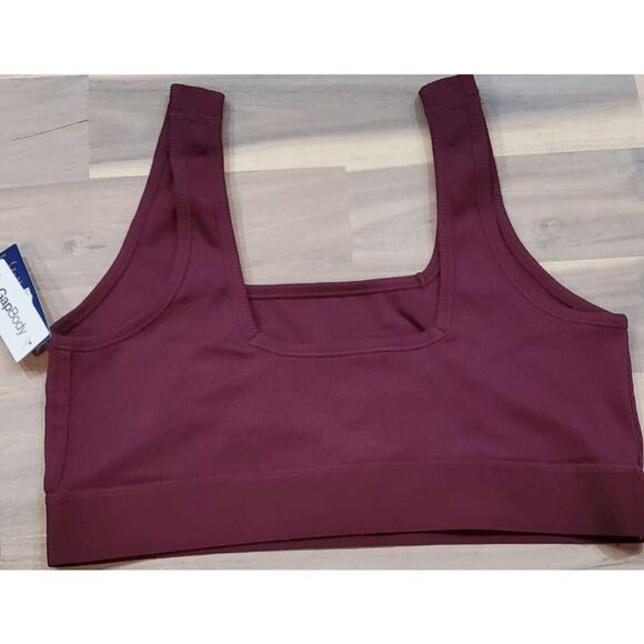 Lot of 2 GapBody NWT size Small rib bralettes - black and maroon - Picture 7 of 7